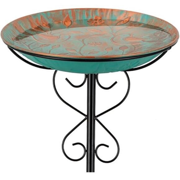 Metal Outdoor Bird Bath,Standing BirdBath & Bird Feeder with Stake Cast Iron - Picture 7 of 7